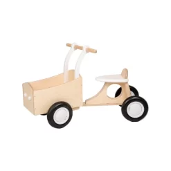 Houten Bakfiets Retro Wit Loopfiets VanDijkToys