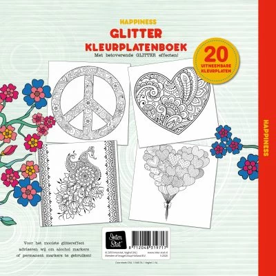 Glitter Kleurplatenboek Kleurboek Happiness - Afbeelding 2