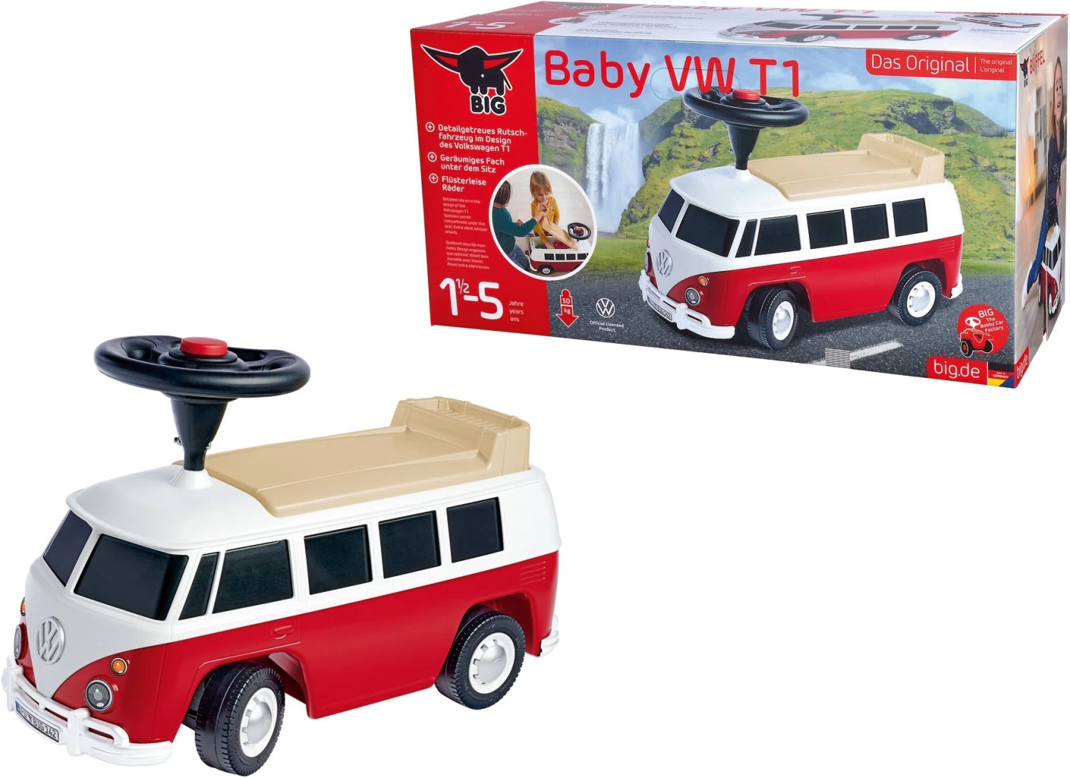Big Baby VW T1 Red Loopauto Bobby Car - Afbeelding 6
