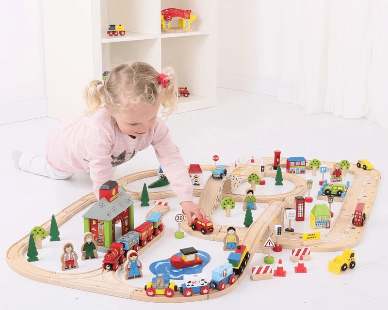 BigJigs BJT032 City Road & Rail Houten Treinbaan - Afbeelding 3