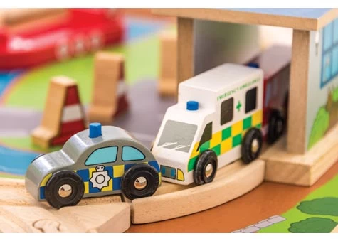 BigJigs BJT049 Treintafel Brandweer Spoortafel Houten Trein - Afbeelding 4