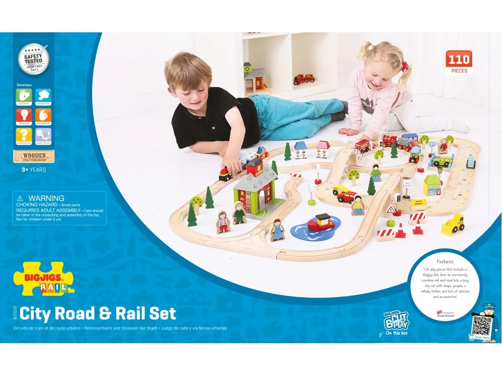 BigJigs BJT032 City Road & Rail Houten Treinbaan - Afbeelding 4