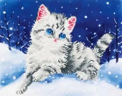 Diamond Dotz Kitten In The Snow 35x27cm. DiamondPainting