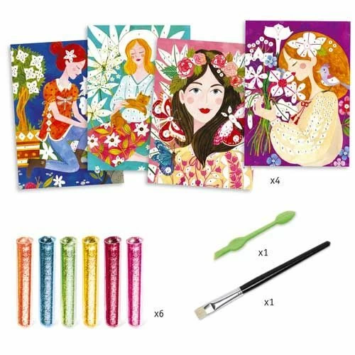 Djeco Knutselset Glitterschilderijtjes Bloemengeuren 3d - Afbeelding 3