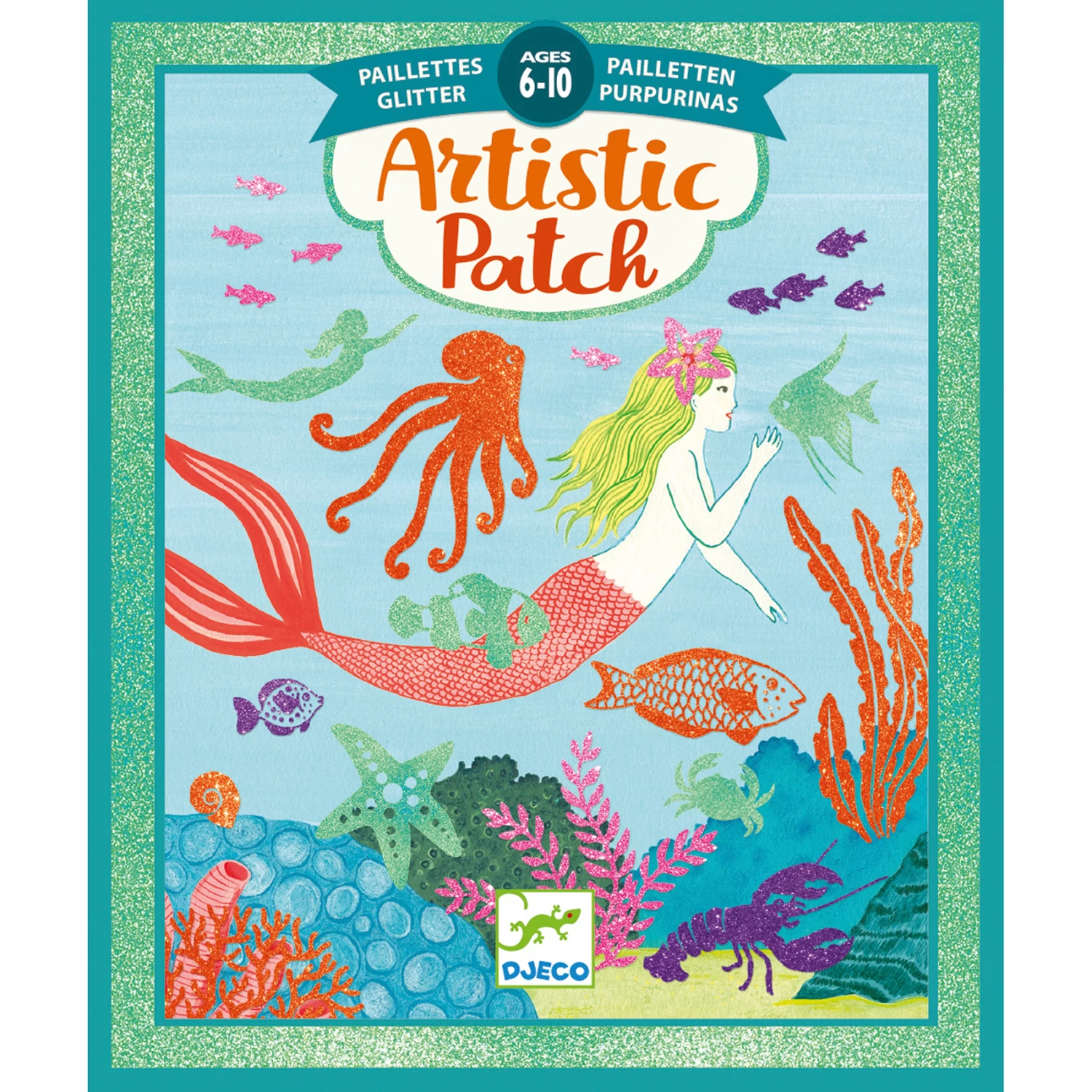 Djeco Knutselset Artistieke-glitterplaatjes Oceaan - Afbeelding 2