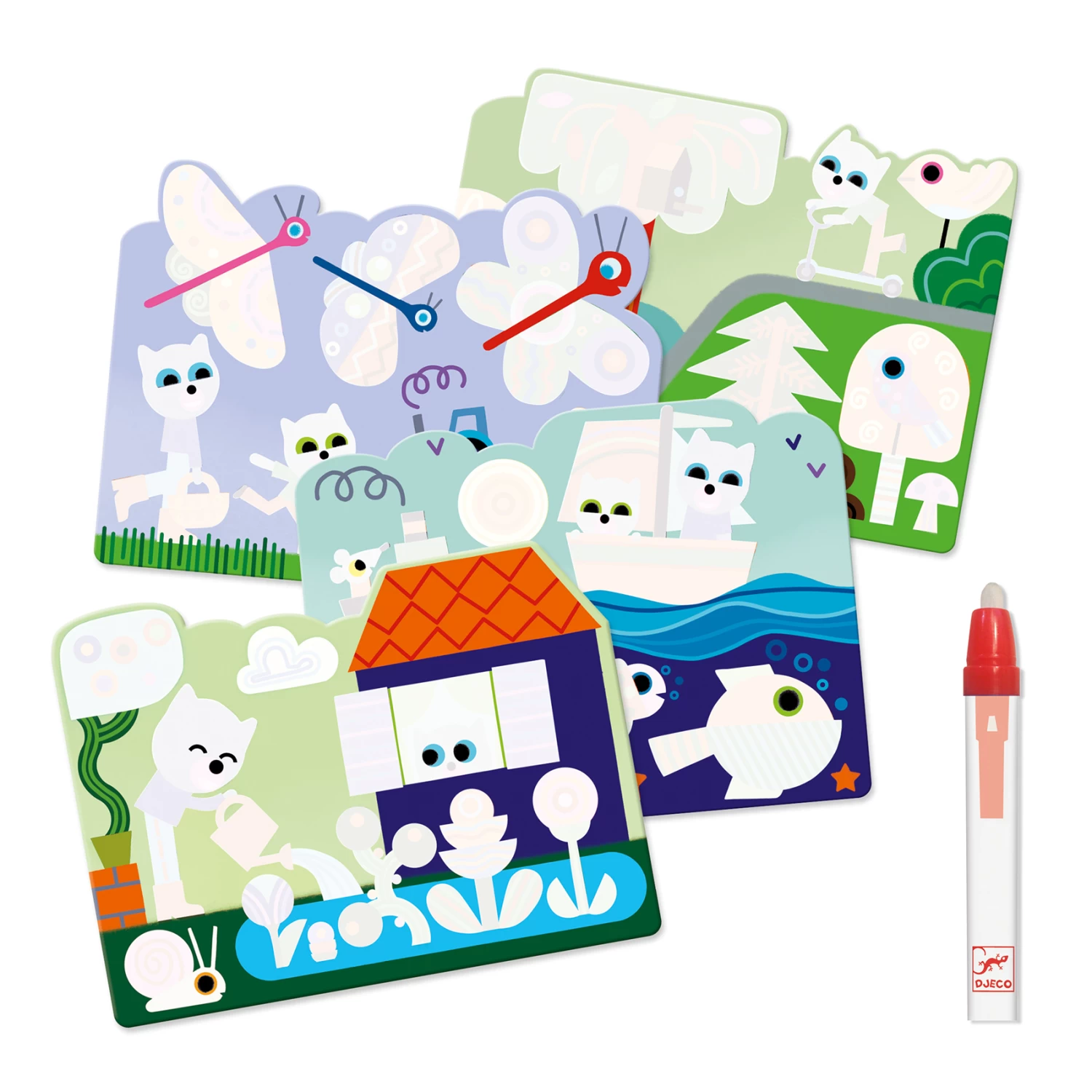 Djeco Magische Kleurplaten In-de-Tuin β Kleuren Met Water - Afbeelding 2