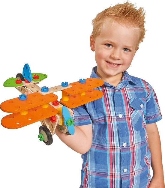 Eichhorn 4in1 Constructor 90-dlg Houten Constructie-speelgoed Bi-Plane