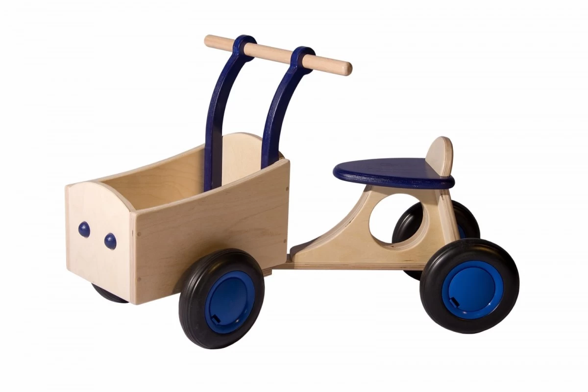 Houten Bakfiets Retro Wit Loopfiets VanDijkToys - Afbeelding 2