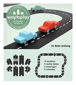 WayToPlay Highway Snelweg Rubber Flexibele Autobaan 24-dlg