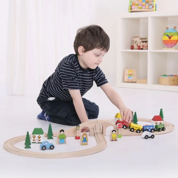 BigJigs BJT012 Treinset Grote Acht Houten Trein - Afbeelding 4